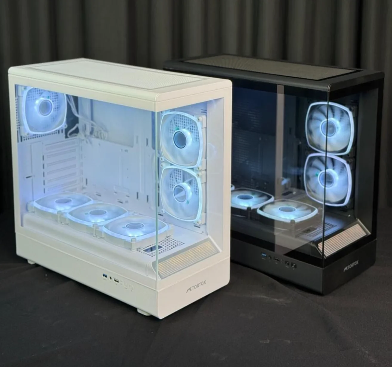 Tortox ATX PC Case with 6 ARGB Fans & ARGB Strip White/Black – Nairobi Kenya image 1